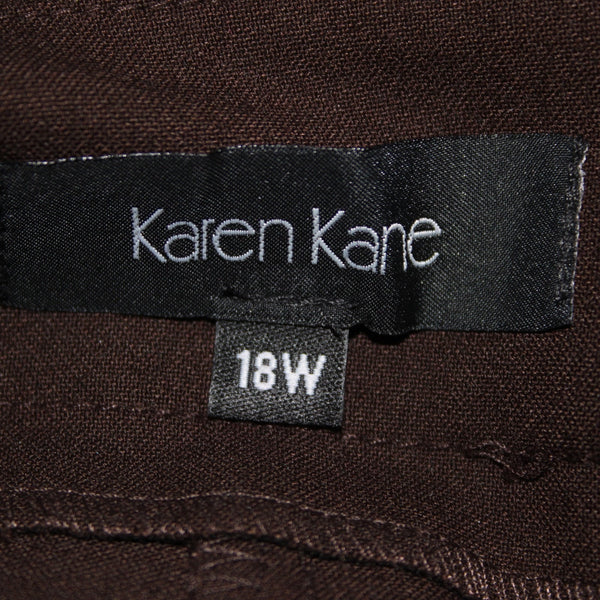 Karen Kane Pant NEW Sz 18W x 32 Brown Flat Front Polyester Rayon Pant