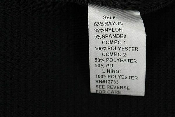 LM by Mignon Sz 4 Black Polka Dot Vegan Leather Rayon Blend Poly PU Dress