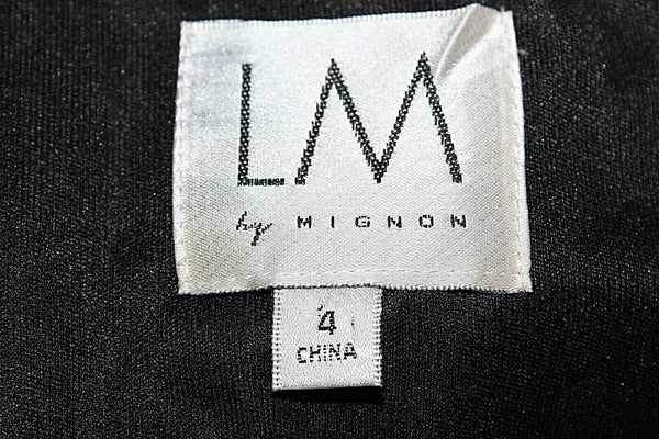 LM by Mignon Sz 4 Black Polka Dot Vegan Leather Rayon Blend Poly PU Dress
