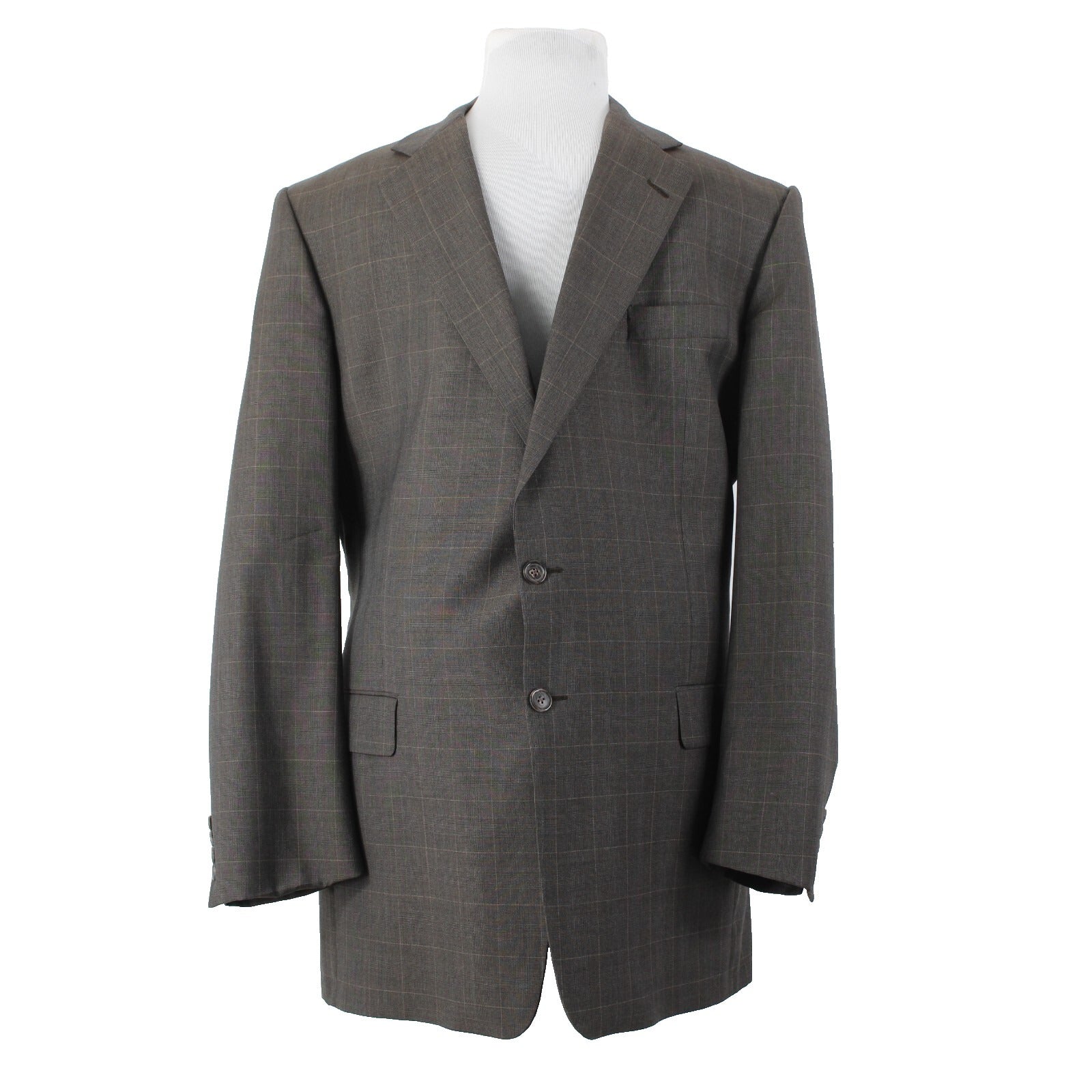 Gieves Hawkes Sz 46 XLG Brown Tan Two Button Lined 100% Wool Blazer