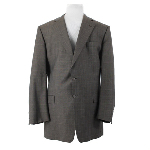 Gieves Hawkes Sz 46 XLG Brown Tan Two Button Lined 100% Wool Blazer
