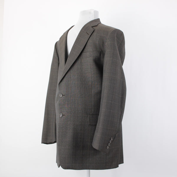 Gieves Hawkes Sz 46 XLG Brown Tan Two Button Lined 100% Wool Blazer