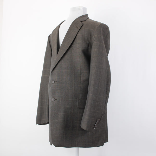 Gieves Hawkes Sz 46 XLG Brown Tan Two Button Lined 100% Wool Blazer