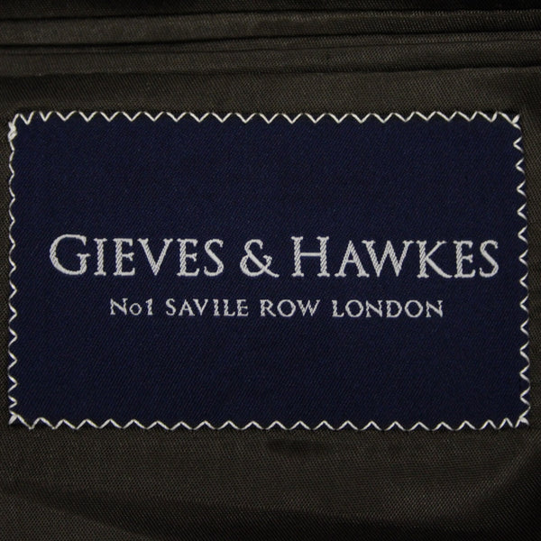Gieves Hawkes Sz 46 XLG Brown Tan Two Button Lined 100% Wool Blazer