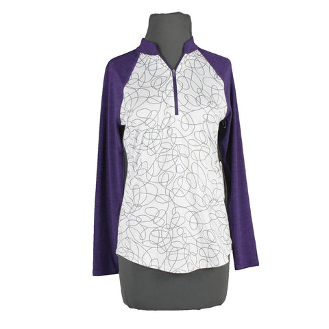 Jofit NEW $100 Sz XS White Purple Gray Poly 1/4 Zip Active Wear Sweater