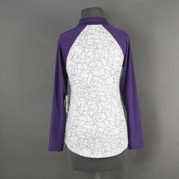 Jofit NEW $100 Sz XS White Purple Gray Poly 1/4 Zip Active Wear Sweater