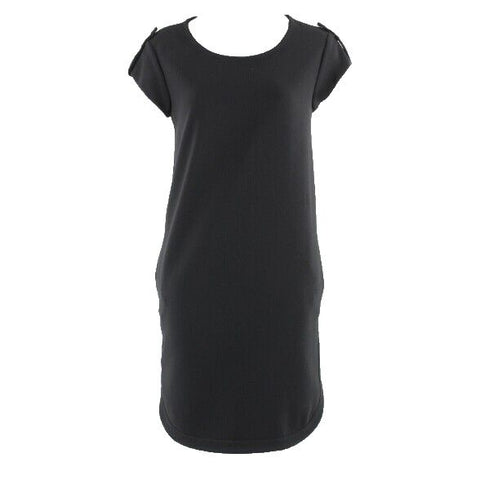 Diane von Furstenberg Sz 2 Black Epaulet Sheath Triacetate Polyester Dress