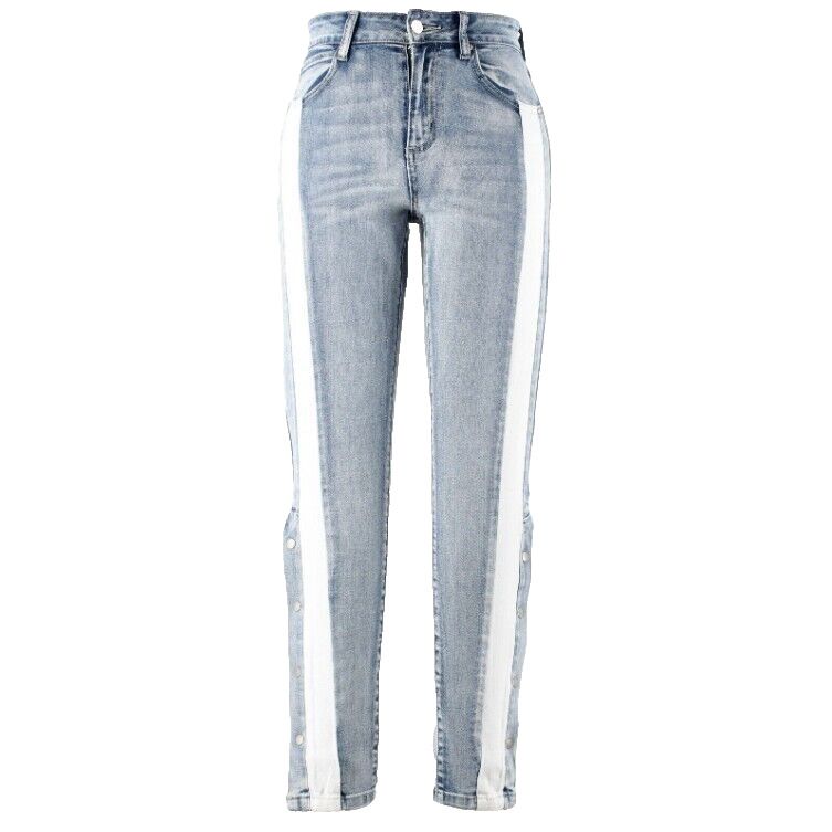 Hayden Sz S X 28 Blue White Denim Button Leg Cotton Blend Jeans