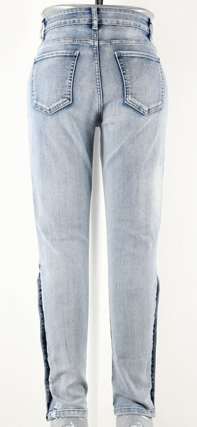 Hayden Sz S X 28 Blue White Denim Button Leg Cotton Blend Jeans
