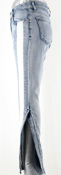 Hayden Sz S X 28 Blue White Denim Button Leg Cotton Blend Jeans