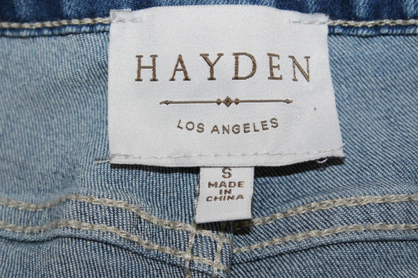 Hayden Sz S X 28 Blue White Denim Button Leg Cotton Blend Jeans