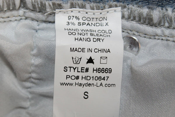 Hayden Sz S X 28 Blue White Denim Button Leg Cotton Blend Jeans