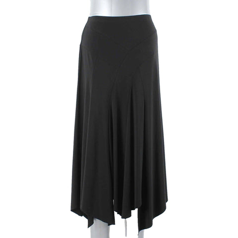 Cartise Sz 8 Black Asymmetrical Long Elastic Waist Poly Spandex Boho Skirt