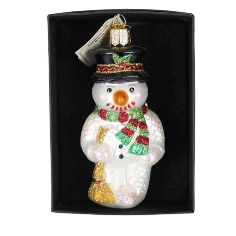 Old World Christmas 2001 Snowman With Broom 4.5" Holiday Christmas Ornament