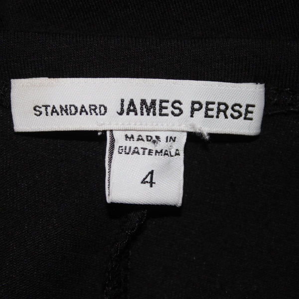 James Perse Dress Standard Sz 4 Black Side Ruching Round Neck Cotton Dress