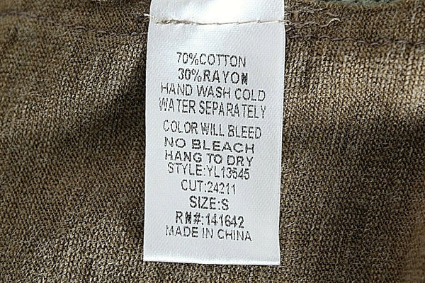 Ya Sz S Cocoa Brown Moss Lace Side Applique Cotton Rayon Knit Boho Top