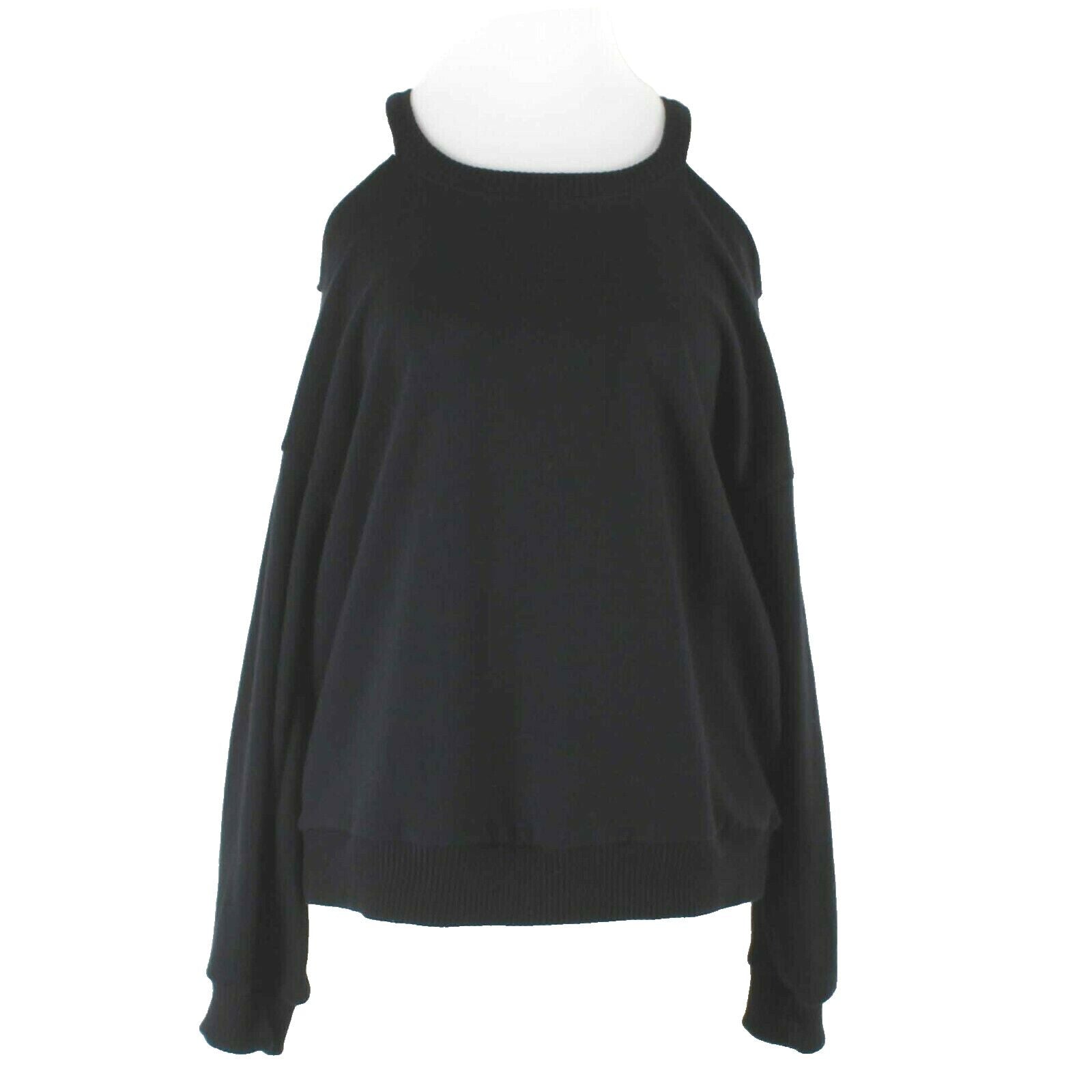 Maeve Anthropologie Sz S Black Cold Shoulder Long Slve 100% Cotton Top