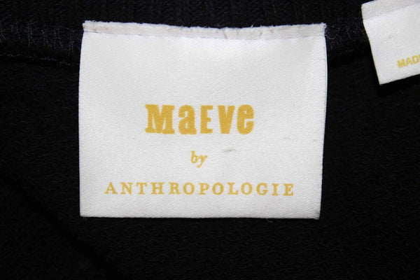 Maeve Anthropologie Sz S Black Cold Shoulder Long Slve 100% Cotton Top