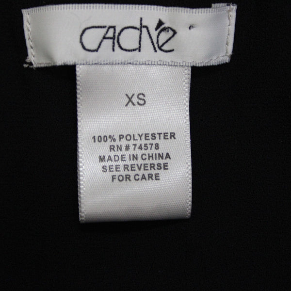 Cache Sz XS Black Gold Studs Sheer Ruffle 100% Polyester Top