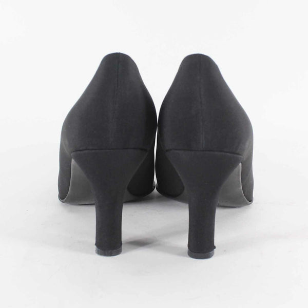 Via Spiga Sz 8M Black Textured Fabric 3.25" Covered Heels