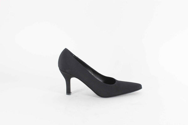 Via Spiga Sz 8M Black Textured Fabric 3.25" Covered Heels