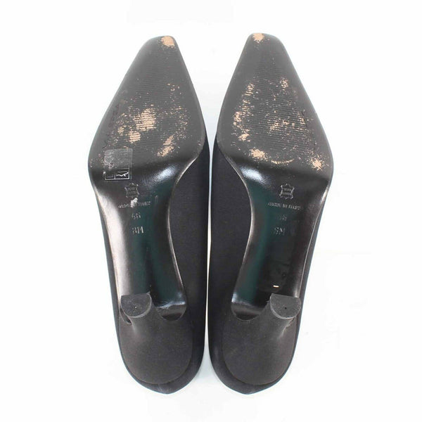 Via Spiga Sz 8M Black Textured Fabric 3.25" Covered Heels