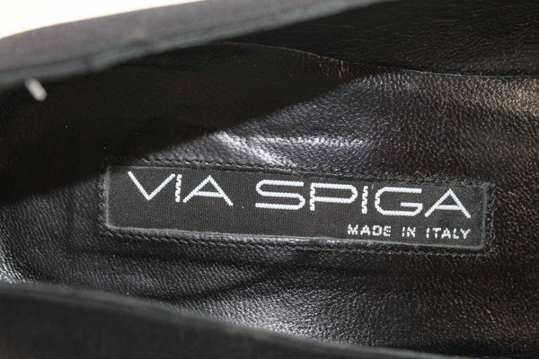 Via Spiga Sz 8M Black Textured Fabric 3.25" Covered Heels