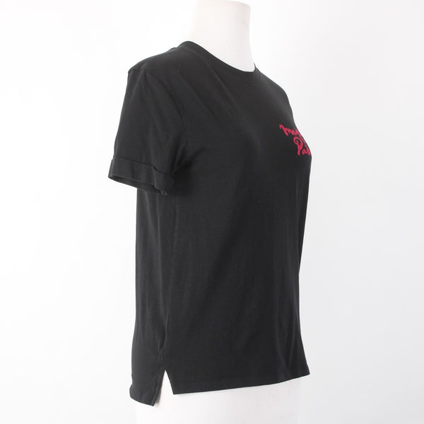 Maje Top Sz 1 Black Pink Here Away T Shirt 100% Cotton Top