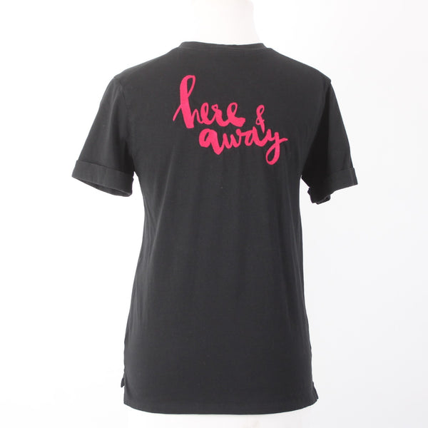 Maje Top Sz 1 Black Pink Here Away T Shirt 100% Cotton Top