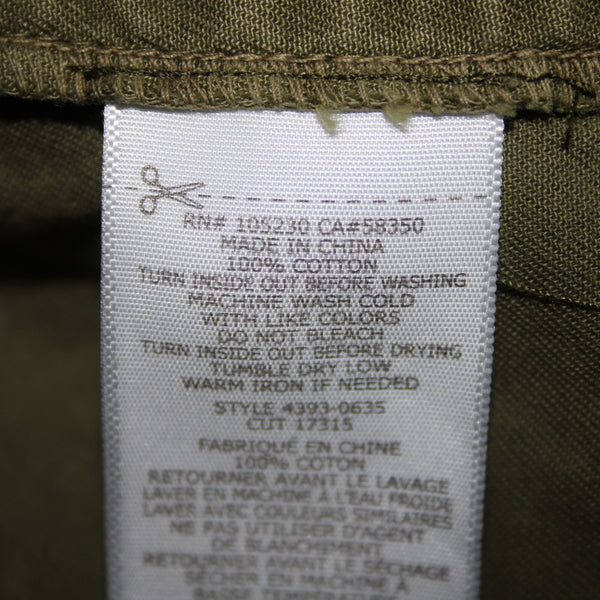 Current Elliott The Leisure Sz 2 Olive Green Pockets Collared 100% Cotton Vest