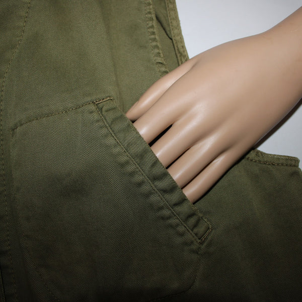 Current Elliott The Leisure Sz 2 Olive Green Pockets Collared 100% Cotton Vest