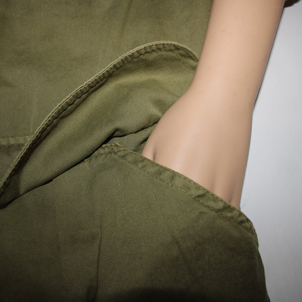 Current Elliott The Leisure Sz 2 Olive Green Pockets Collared 100% Cotton Vest
