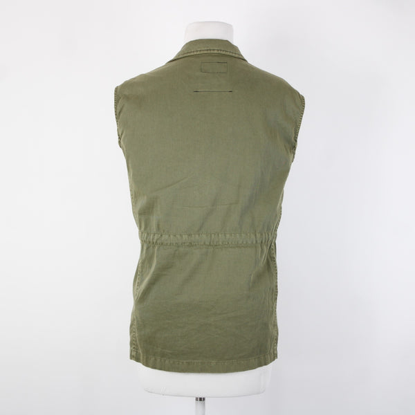 Current Elliott The Leisure Sz 2 Olive Green Pockets Collared 100% Cotton Vest