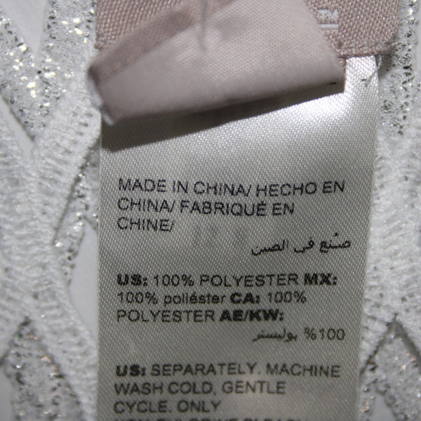 Chicos NEW $159 Travelers Sz 1 White Silver Foil Stripe 100% Polyester Jacket