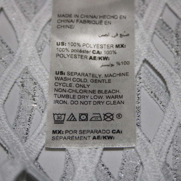 Chicos NEW $159 Travelers Sz 1 White Silver Foil Stripe 100% Polyester Jacket