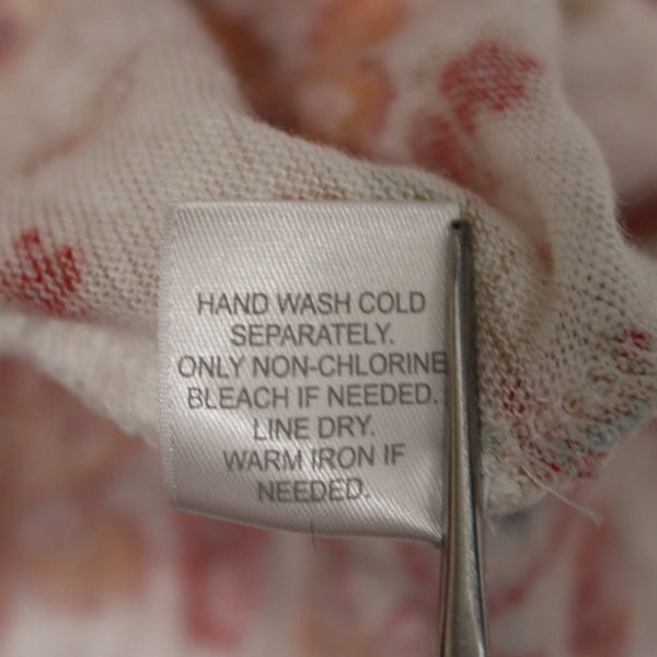 J Jill Top Sz XL White Orange Red Multi Colored Twist Front 100% Linen Top