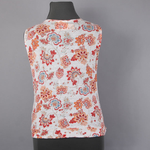 J Jill Top Sz XL White Orange Red Multi Colored Twist Front 100% Linen Top