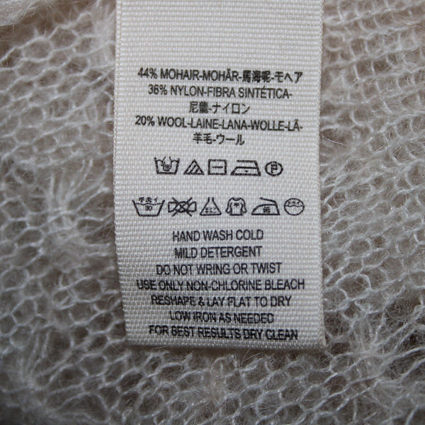 Free People NEW $168 Sz M Ivory Beige Open Knit Ruffle Mohair Nylon Wool Top