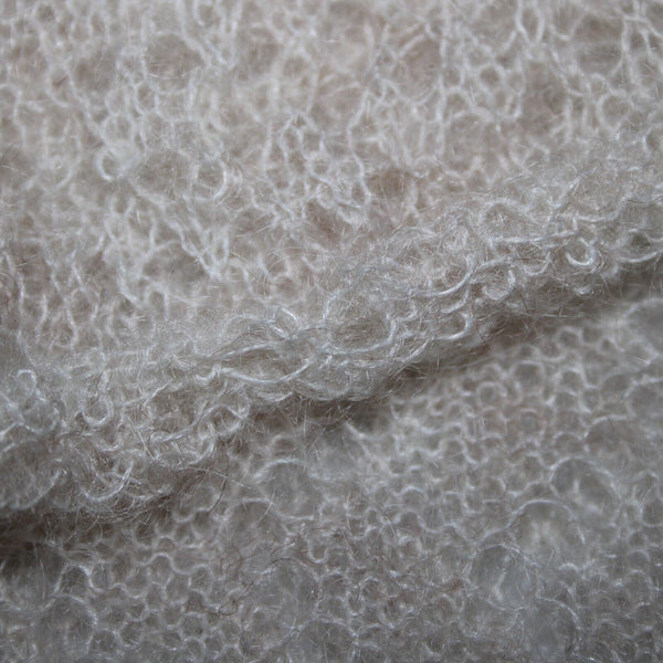 Free People NEW $168 Sz M Ivory Beige Open Knit Ruffle Mohair Nylon Wool Top