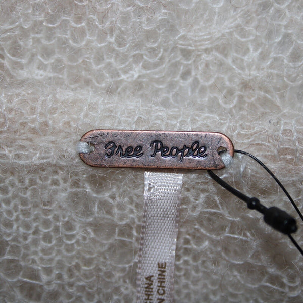 Free People NEW $168 Sz M Ivory Beige Open Knit Ruffle Mohair Nylon Wool Top