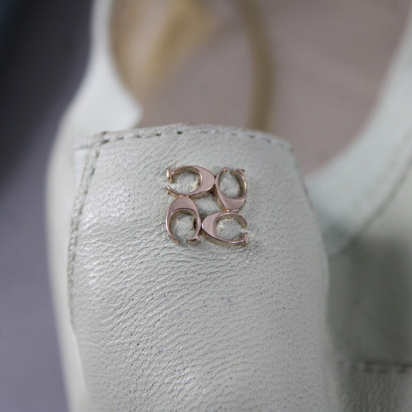 Coach Dalia Sz 9.5 B Mint Green Gold Slip On Leather Upper Inner Ballet Flats
