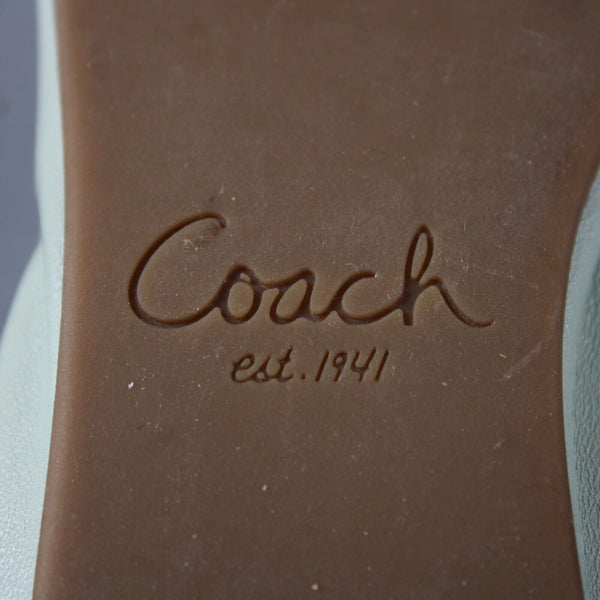 Coach Dalia Sz 9.5 B Mint Green Gold Slip On Leather Upper Inner Ballet Flats