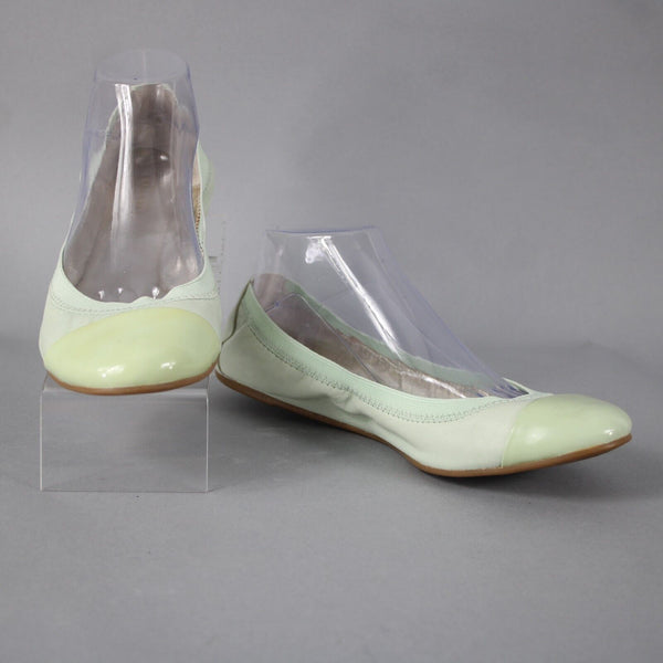 Coach Dalia Sz 9.5 B Mint Green Gold Slip On Leather Upper Inner Ballet Flats