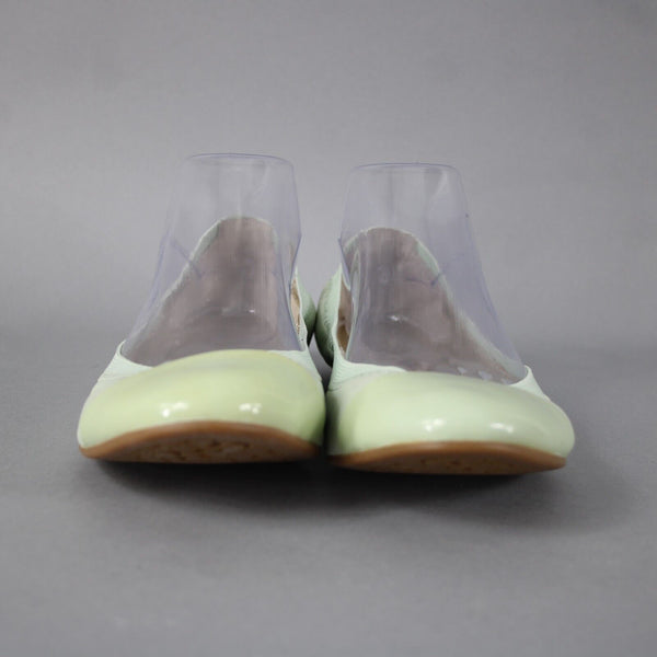 Coach Dalia Sz 9.5 B Mint Green Gold Slip On Leather Upper Inner Ballet Flats