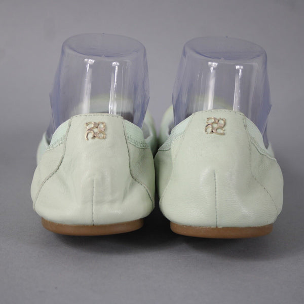 Coach Dalia Sz 9.5 B Mint Green Gold Slip On Leather Upper Inner Ballet Flats
