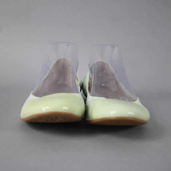 Coach Dalia Sz 9.5 B Mint Green Gold Slip On Leather Upper Inner Ballet Flats