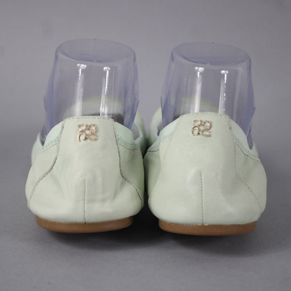Coach Dalia Sz 9.5 B Mint Green Gold Slip On Leather Upper Inner Ballet Flats