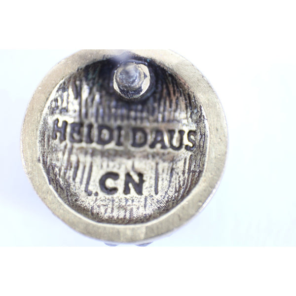 Heidi Daus 1/2" Greenish Rhinestone Pave Button Stud Earrings