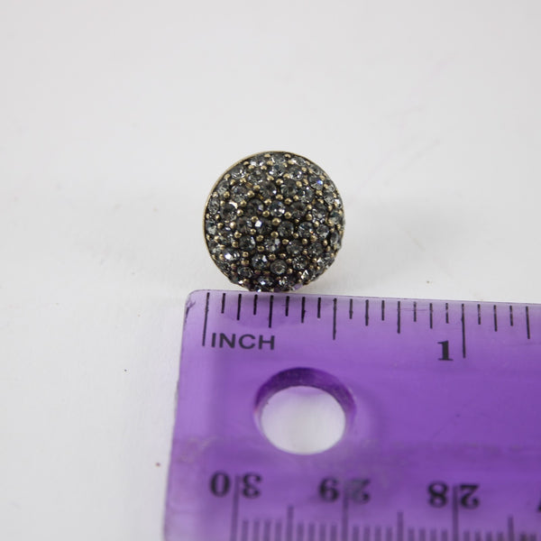 Heidi Daus 1/2" Greenish Rhinestone Pave Button Stud Earrings