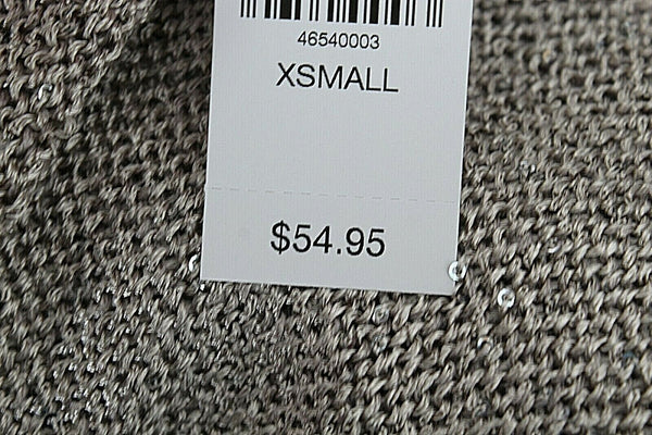 SOHO JEANS New York & Co NEW $55 Sz XS Taupe Beige Silver Sequin Poly Blend Top